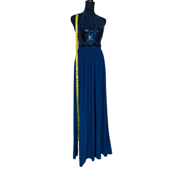 NWT Morgan & Co. Sequin A-Line Gown in Peacock Blue - Picture 8 of 15